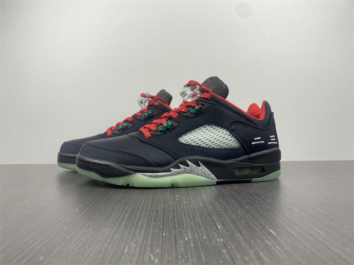 clot x air jordan 5 low black green red dm4640-036